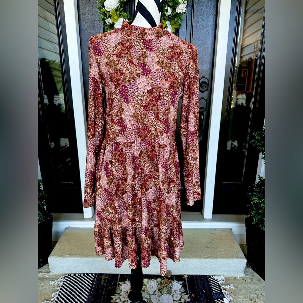 LIKE NEW Floral Autumn Colored Print Dress or Tunic Size XL